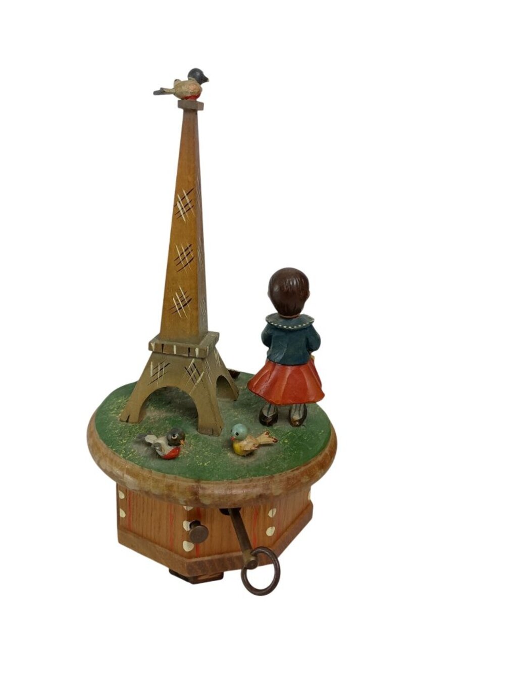 Thorens Carved Wooden Carved Girl And Birds Music Box Works - Picture 4 of 7